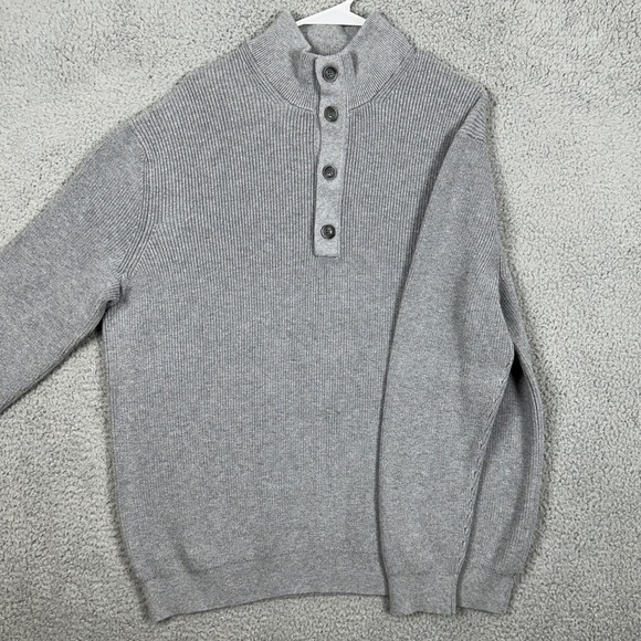 Banana Republic Sweater Half Button Mens 2XL Gray Knit Long Sleeve 100% Cotton